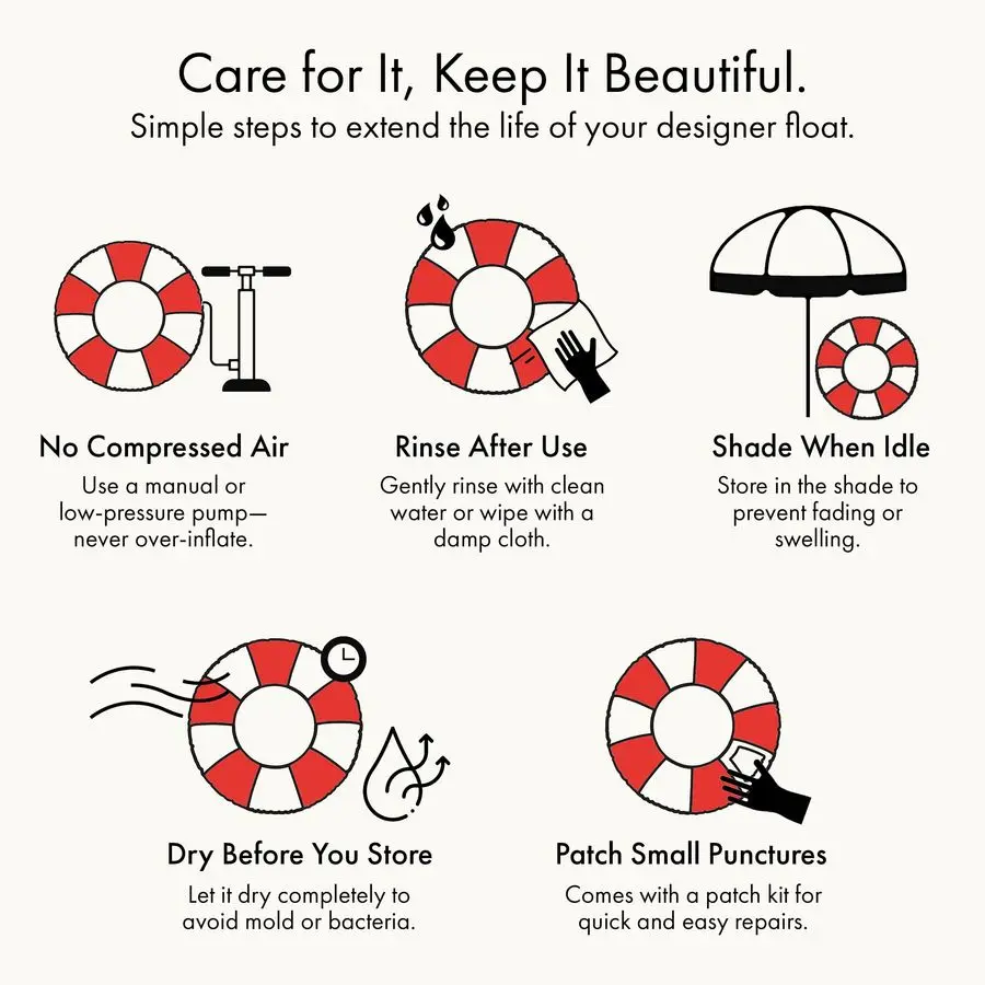 Kinderschwimmer für Kleinkinder, langlebiges Schlauch, handbedruckte Poolschwimmer im klassischen Streifen-Design, weiche, bequeme Nähte, verstaubarer Schwimmer