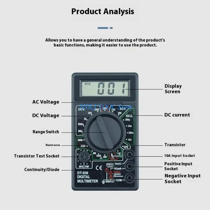 L8RC Professional Digital Multimeter for Electric Resistance Current Diode Check