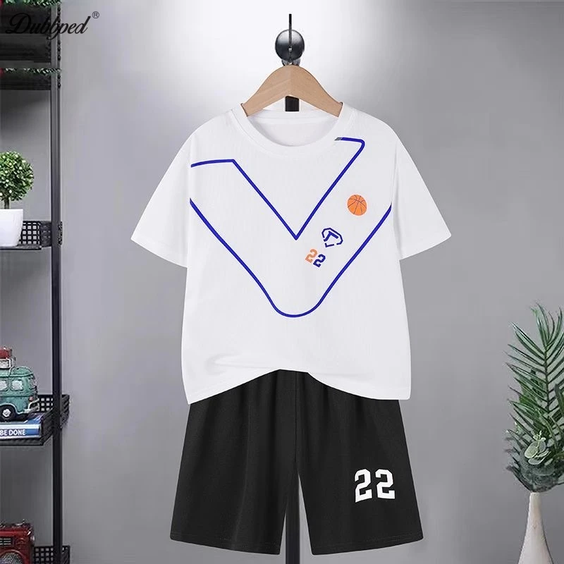 Dubboped boys girls Footballl Jerseys Children's uniform set primary school jersey uniform training vest No. 22 Yellow 5-16Y