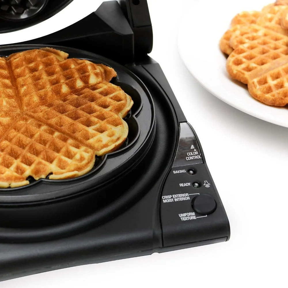 Taste / Texture Select Waffle Maker tradizionale cinque cuori piatti antiaderenti facili da pulire, 5 fette, 1100W, nero