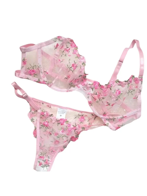 

KUCLUT Luxury Lingerie Set - Sexy Floral Embroidery Black Bra & Panty Set, Sheer Transparent Seductive Women's Intimates