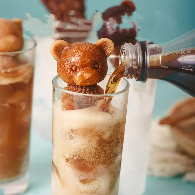 1-10PCS 3D Bär Eiswürfel Form Cube Silikon Bär Eis Grinder Eis Kaffee, Der Werkzeuge Kalten getränk DIY Eis Formen