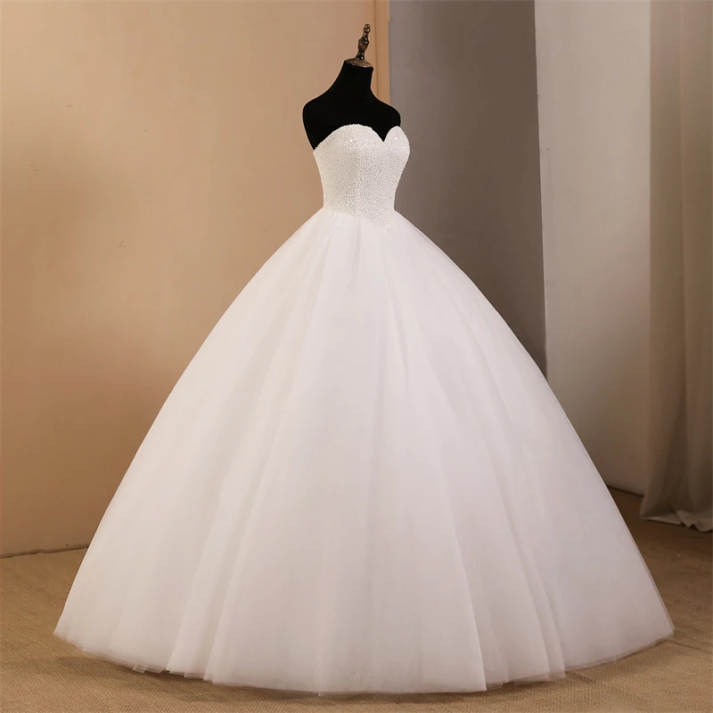 Abiti da sposa senza spalline Abito da sposa semplice Abito da ballo di perle di lusso Colore e dimensioni personalizzati per abito da festa per ragazze 2025