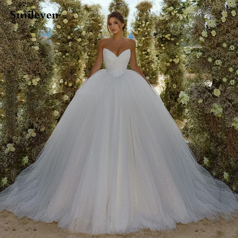 Smileven – Robe De mariée sans bretelles, sans manches, en Tulle, à paillettes, style Boho, robes De mariage, 2023