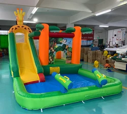 Yard Giraffe 4*3*3m aufblasbare Hüpfburg PVC/Nylon Spring burg für Kinder Wald Thema Hüpfburg mit Gebläse Rutsche 8026