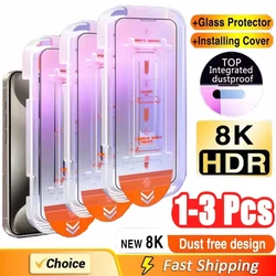 1-3PCS HD Easily Install For iPhone 15 16e 17 16 Pro Max 14 13 12 11 Pro Xs Xs XR X SE 6S 6 7 8 Plus Dust-Free Screen Protector