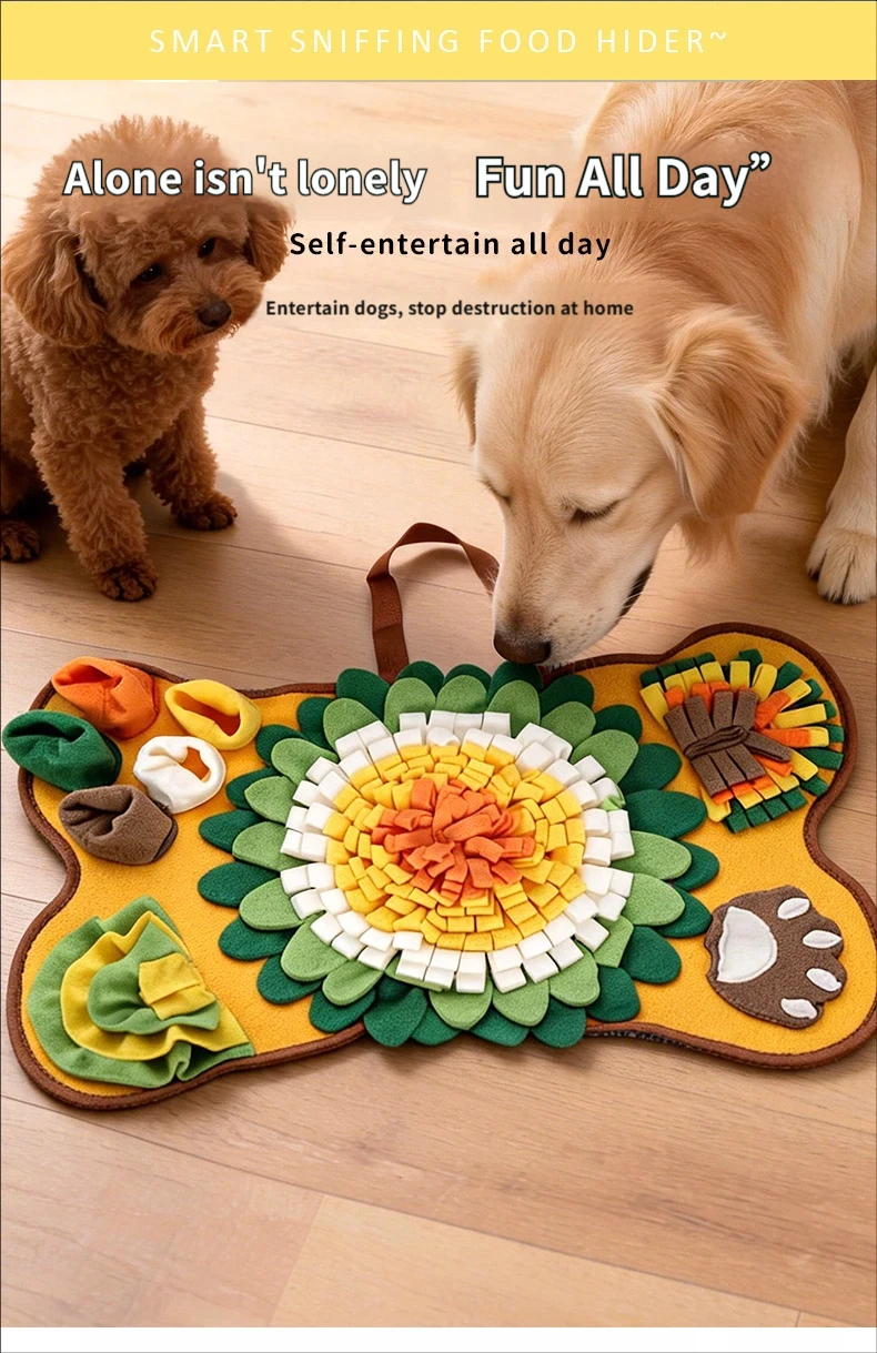 Snuffle Mat For Dogs Foraging Mental - 骨の形をした犬用嗅ぎマット。おやつを隠して遊ぶことで、知的好奇心を刺激し、退屈を解消。ゆっくりと食べさせるための設計。洗濯可能。ペットの知育玩具。