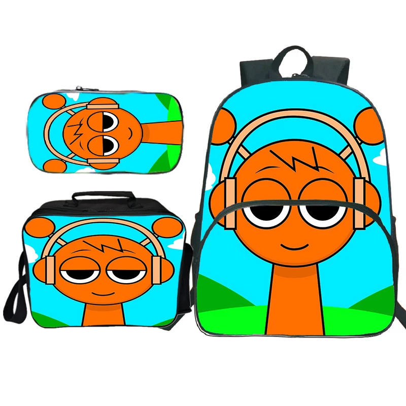 

Mochila Sprunki Children School Bags with Front Pocket Lunch Bags Pencil Bag for Boys Girls Incredibox Game Cartoon Backpacks