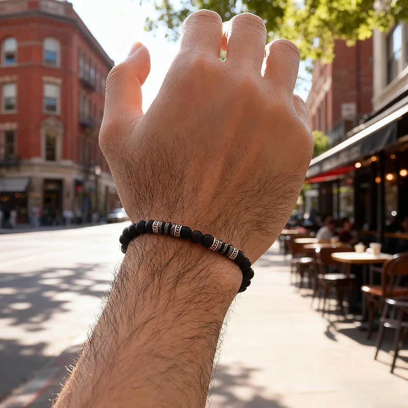 

Бусины из камня в стиле панк, аксессуары для мужской одежды, тигровые глаза, говлит, ручная работа, украшения из бисера, ювелирные изделия в стиле панк, уличный крутой шарм, Homme Gift Joias