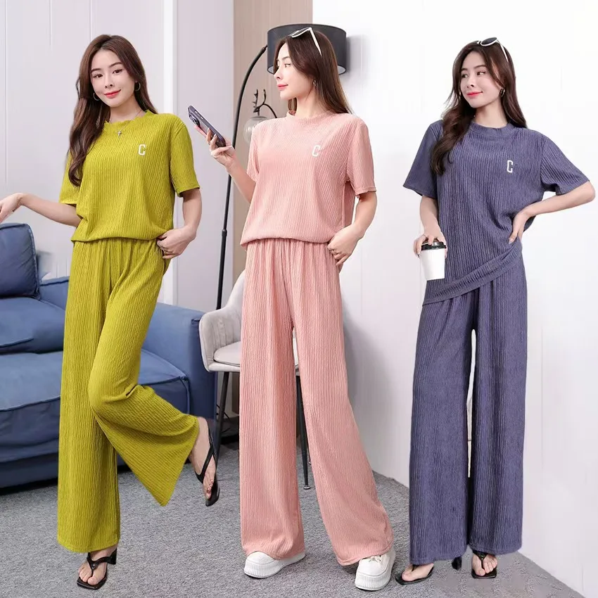 Women\'s New Casual Pajamas Homewear Suit Summer Outside the Leisure Short-Sleeved Thin Section Loose Homewear Two-Piece Set