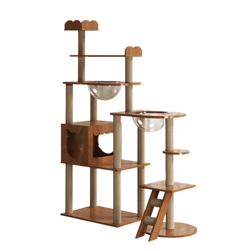 

Cat climbing frame nest tree integrated space capsule platform solid wood large sisal big cat villa pet cat fram