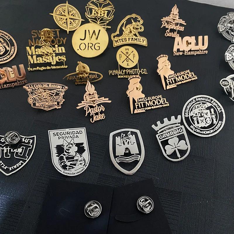 

Stainless Steel Wholesale Logo Nameplate Tag Chest Nail Personalized Custom Pins Gold Wedding Jewelry for Bag Charm lapela Gift