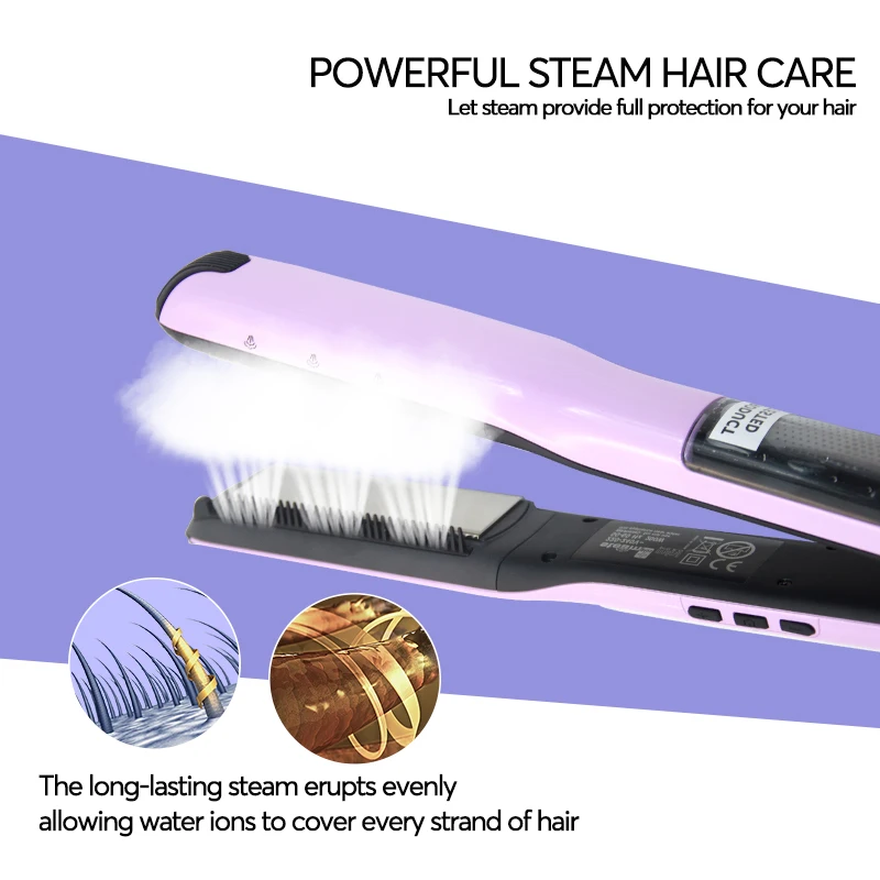 Zz Electric Steam Hair Brush Tourmaline Titanium Flat Iron Ceramic Professional Steam Hair Straightener view 5
