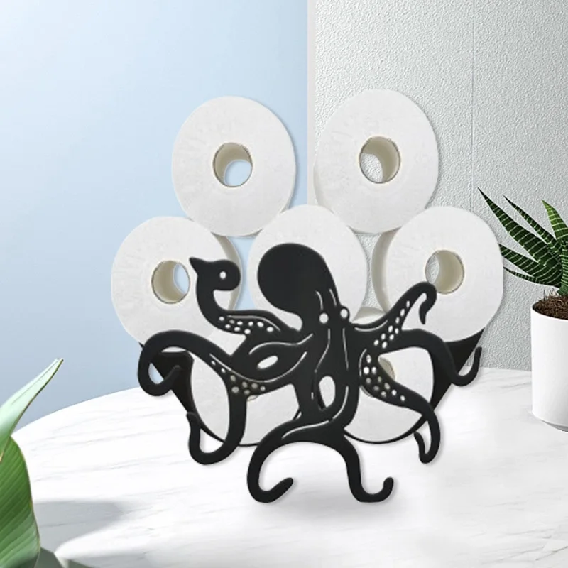 Octopus Shape Toilet Paper Holder Nordic Simple Paper Towel Storage Rack For Kitchen& Bathroom Accessories