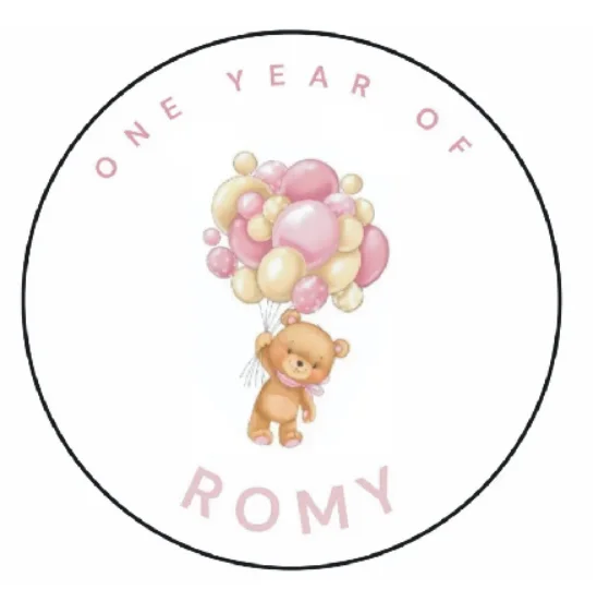 Gepersonaliseerde Teddybeerballon met gat en naamlabel, aangepaste tekst, verjaardag, dierentuin, babyshower, doopfeest.