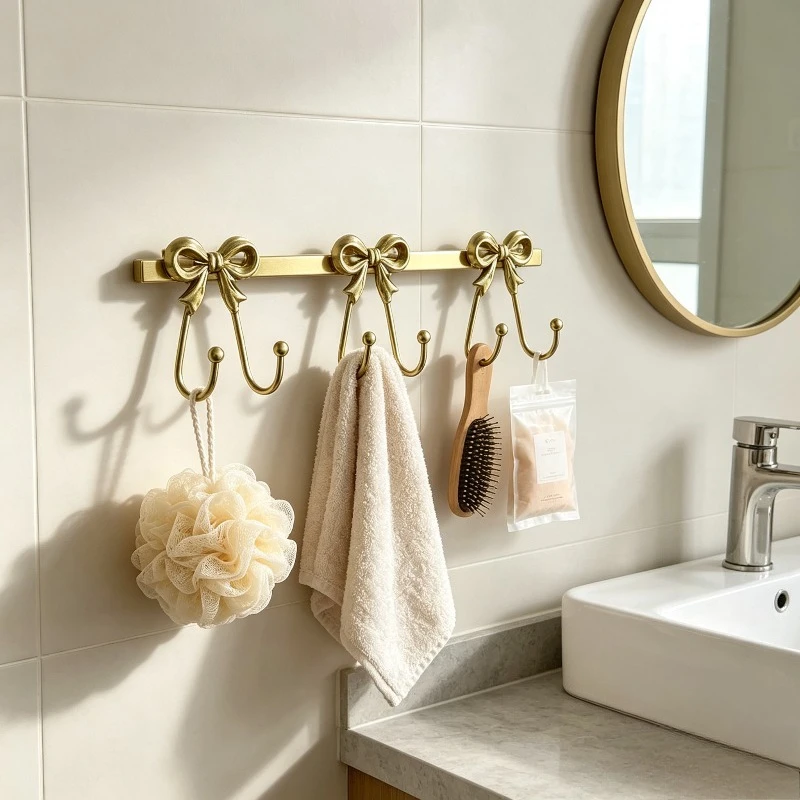 1pcs Metal Iron Bow Knot Hook Cute Wrought Iron Decorative Wall Hanger For Clothes Hat Towel Bathroom Entryway