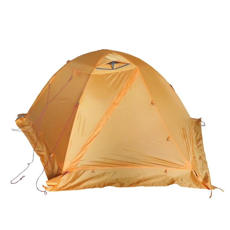 2-3 person camping survival extension dome tent is made of R/S nylon PU coated wtih eyebrow pole and snow skirt