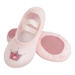 ARCLIBER Soft sole practice shoes satin cat claw shoes dancing shoes sequins have crown pattern girls ballet shoes