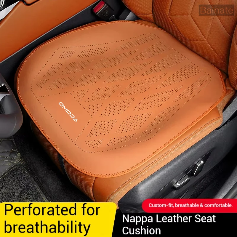 Nappa Leather Car Seat Cushion, Non-Slip All-Season Auto Cushion Pad For OMODA C5 OMODA C7 OMODA O5 C9 2025 2026 Car accessories