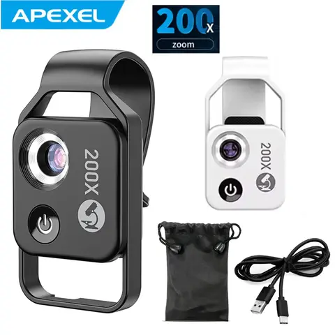 100X / 200X Microscope Phone Lens with Phone Clip Plant Insect Hair Skin Observation Jewelry Jade Appraisal Electronic Testing