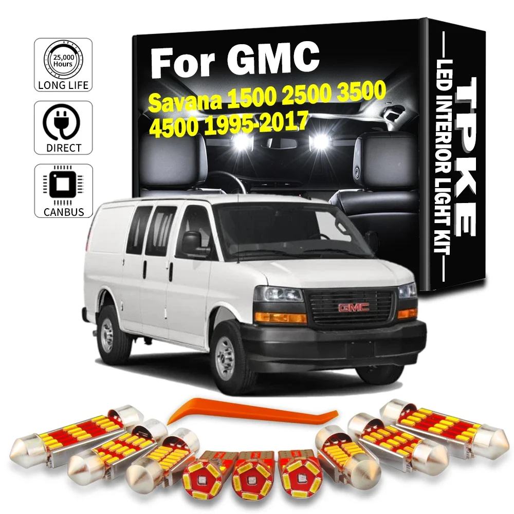 TPKE For GMC Savana 1500 2500 3500 4500 1995-2014 2015 2016 2017 LED Interior Map Dome Light Kit Car Led Bulbs Canbus No Error