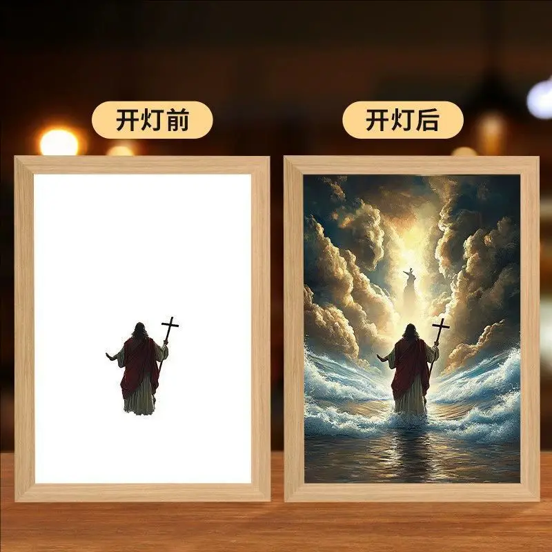 استرداد الفداء، انظر إلى الضوء، إطار صورة اللوحة، زخرفة اللوحة المضيئة المسيحية البسيطة، ضوء الليل #3