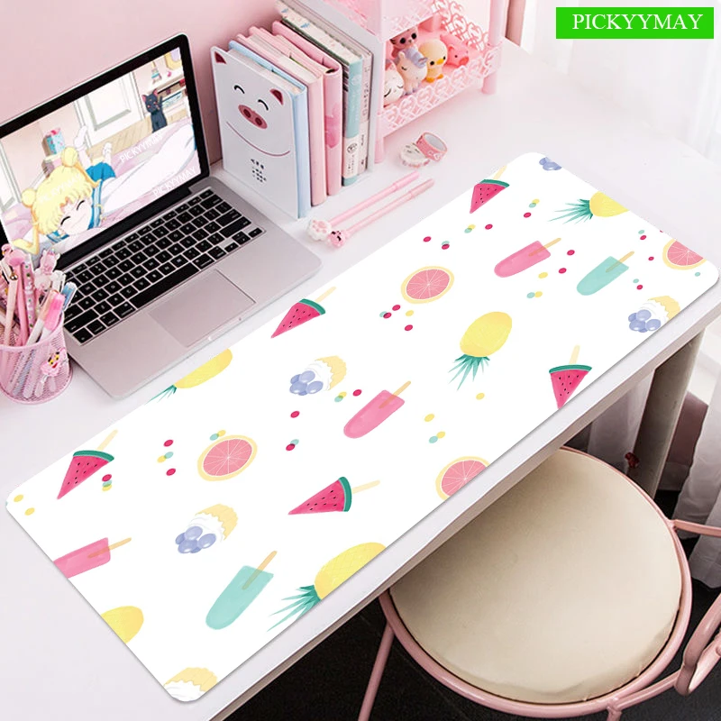 สำนักงานคอมพิวเตอร์ Mouse Pad ผลไม้น่ารักขนาดใหญ่แผ่นรองเม้าส์ขนาดใหญ่แผ่นลื่นฐานยาง Mousepad สำหรับแล็ปท็อปเกม PC กันน้ำ