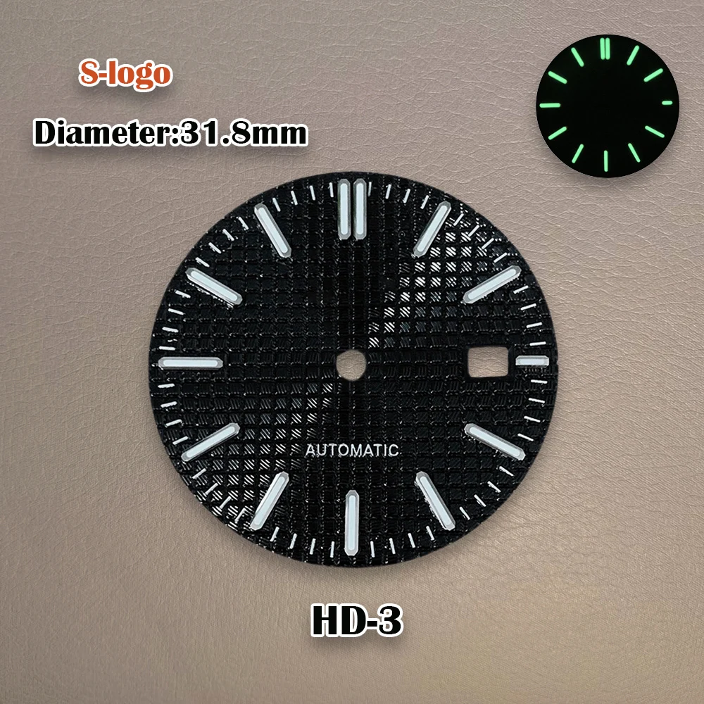 31.8mm High Quality S Logo Dial Waffle pixel AP Mod Dial Suitable NH35/NH36 Automatic Movement Green Luminous NH35 Accessories