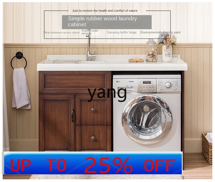 

LMM Wash Wardrobe Combination Simple Solid Wood Washing Machine Cabinet Customized Bathroom Cabinet with Washboard