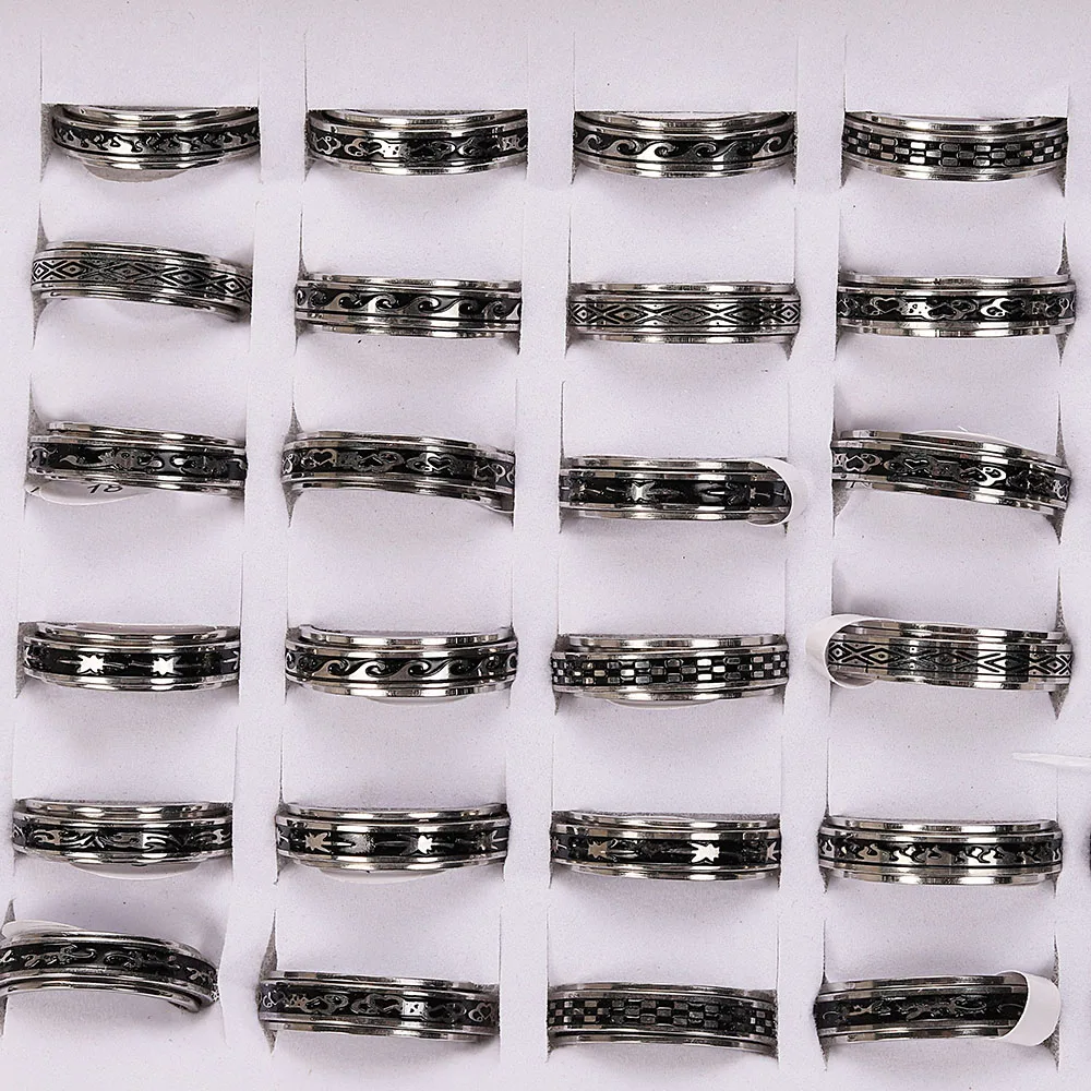 QIANBEI Wholesale 10Pcs 6MM Stainless Steel Mens Turning Rings Fashion Jewelry New