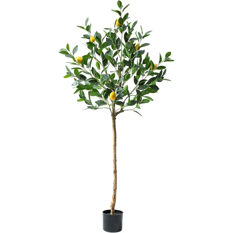 

Tall Artificial Lemon Tree 5ft(60in), Faux Lemon Tree with Realistic Smooth and Shiny Leaves and Big Fruits