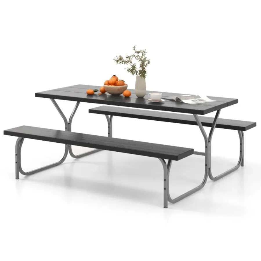

6 Feet Picnic Table Bench Set with HDPE Tabletop for 8 Person