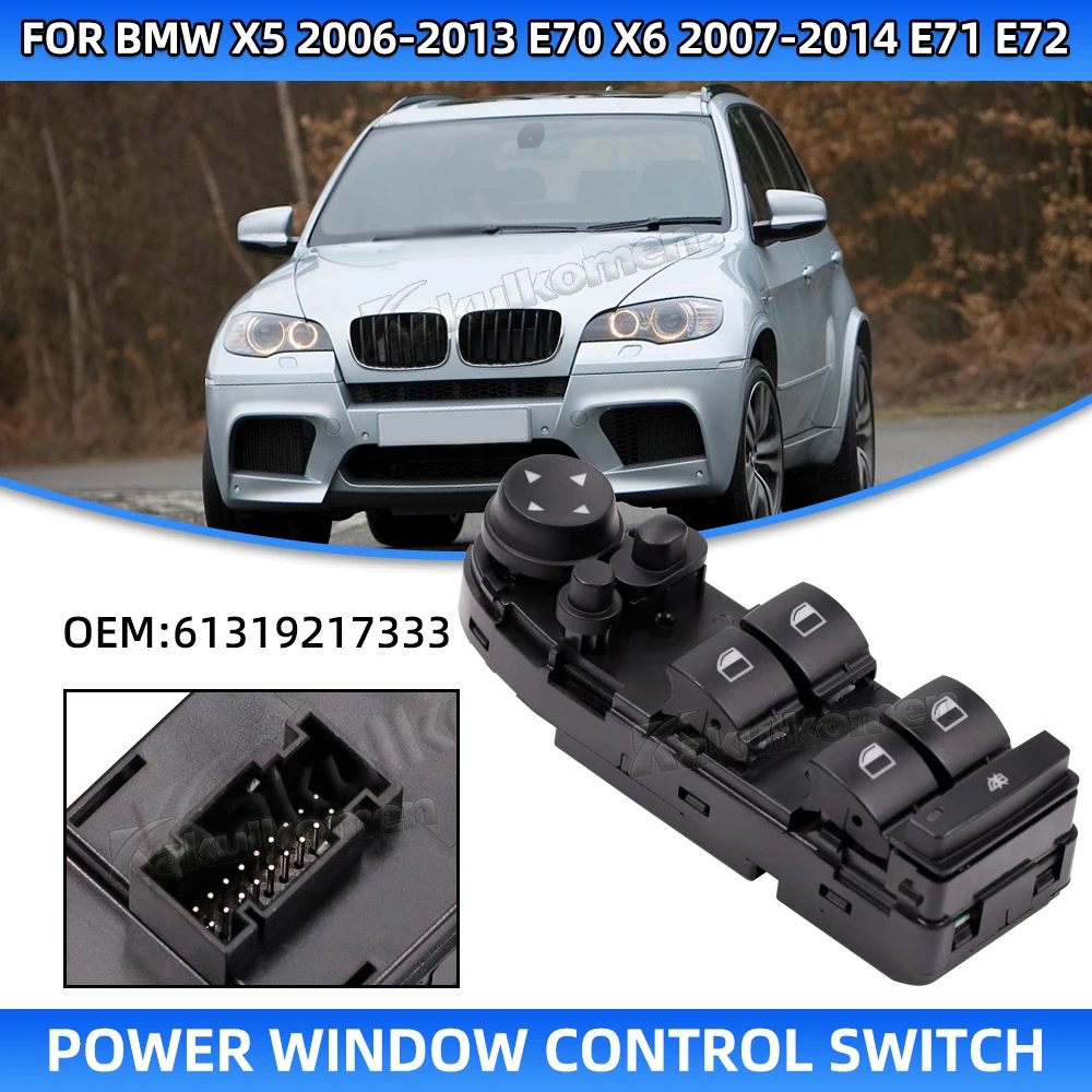 61319217333 61319122117 61319122121 مفتاح نافذة الطاقة زر السائق الجانب اكسسوارات السيارات لسيارات BMW X5 E70 X6 E71 E72 2006-2013