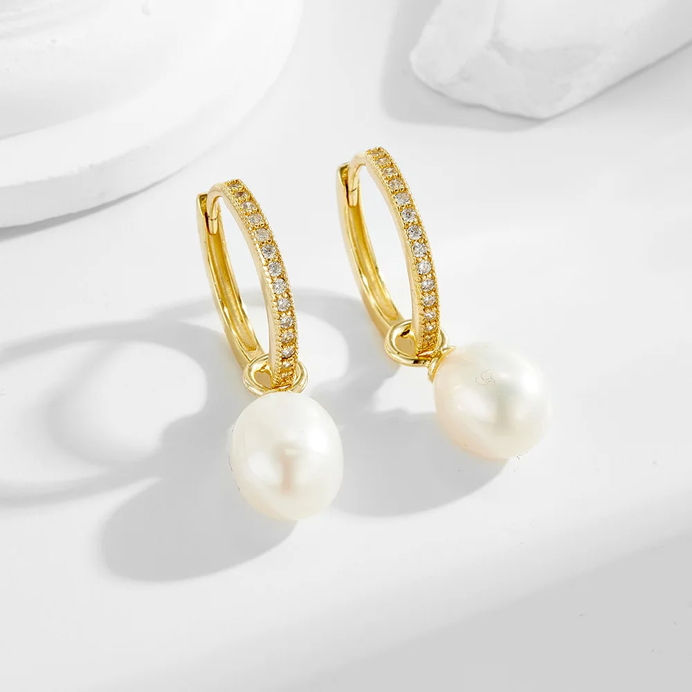 Withered S925 Sterling Silver Pearl Earrings With Ear Buckles For Women's Earrings Jewelry Earrings Women's Earrings Ear Cuffs
