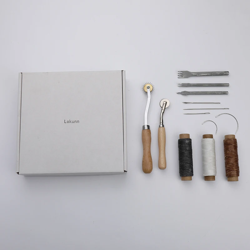 

Lokunn Leather craft tools, hand tools and supplies, stamping tools, wire scraping wheels, leather sewing needles and wax thread