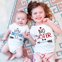 Big Sister Little Brother Siblings Matching T Shirts Boys Girls Summer Clothes Tops Newborn Bodysuit Birthday Party Gift Outfits