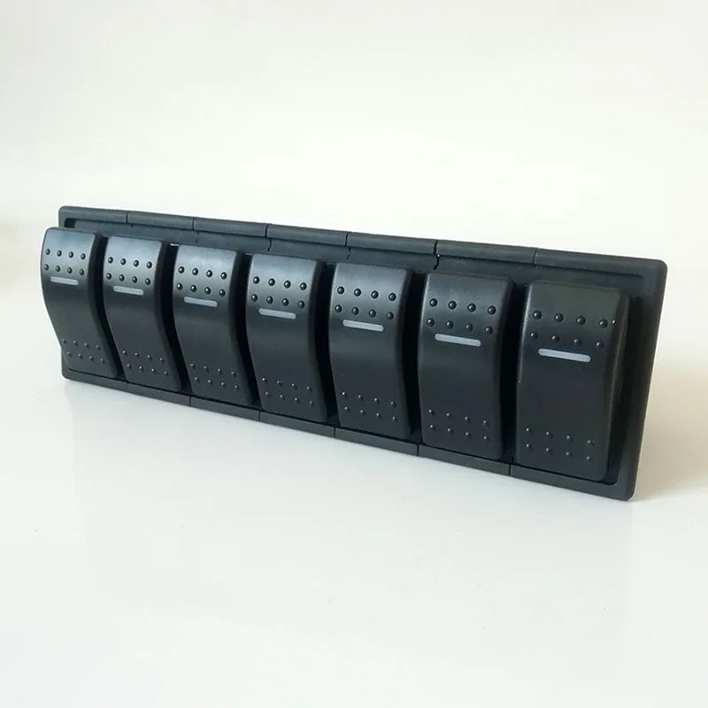 Interruptor de coche combinación de siete posiciones, botón en forma de barco con trípode de luz, RV de dos engranajes, 12V, 24V, producto universal modificado, nuevo