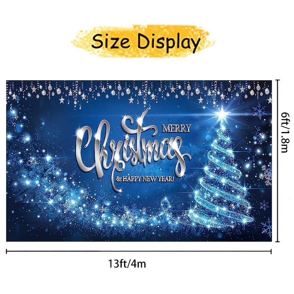 Christmas Decorated Banner Christmas Garage Door decorations, large blue Christmas Garage Door cover banner background