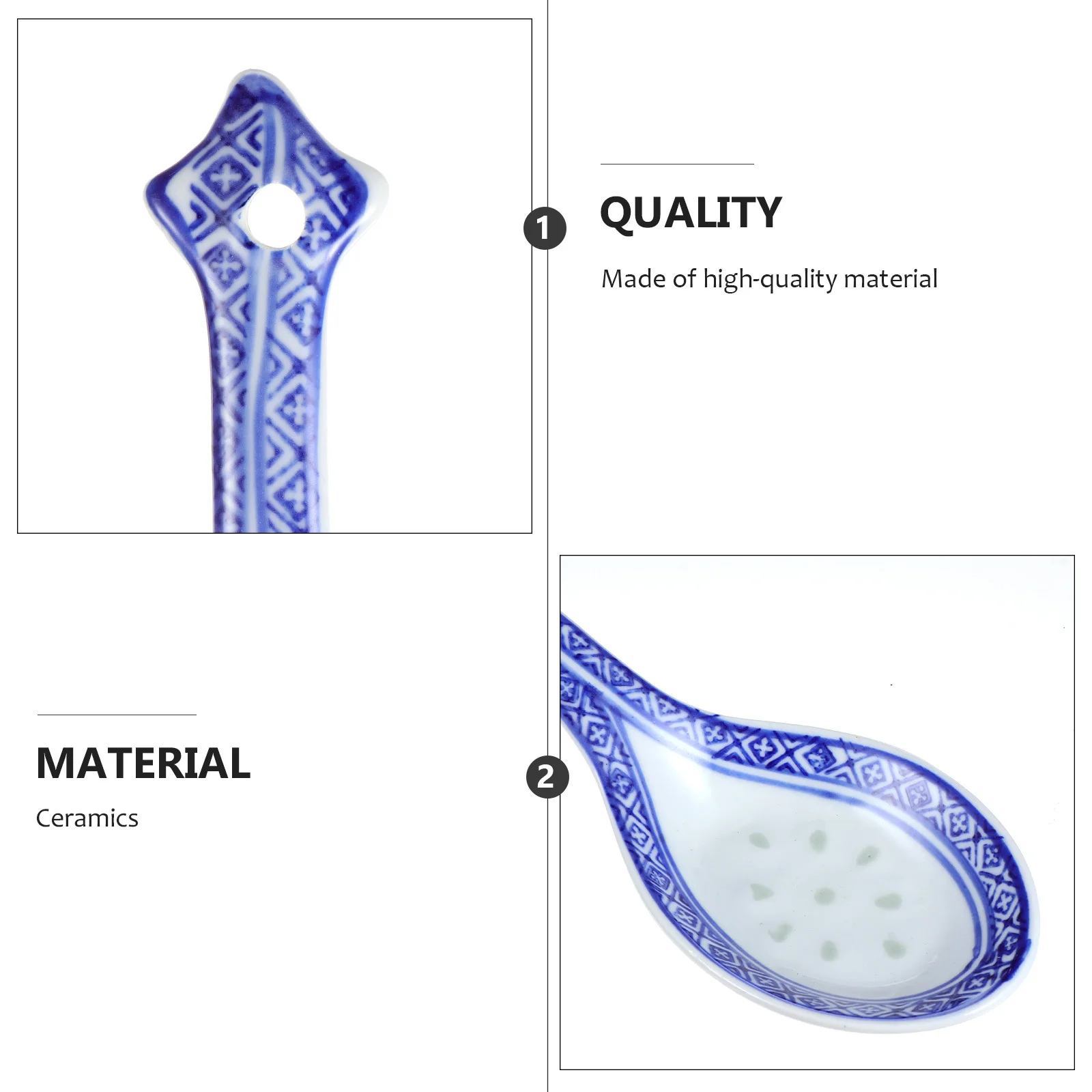 

Ceramic Soup Spoon Large Blue Ming Style Serving Spoon for Kitchen Dining Party Bar Use Mixing Stirring Condiment Scoop