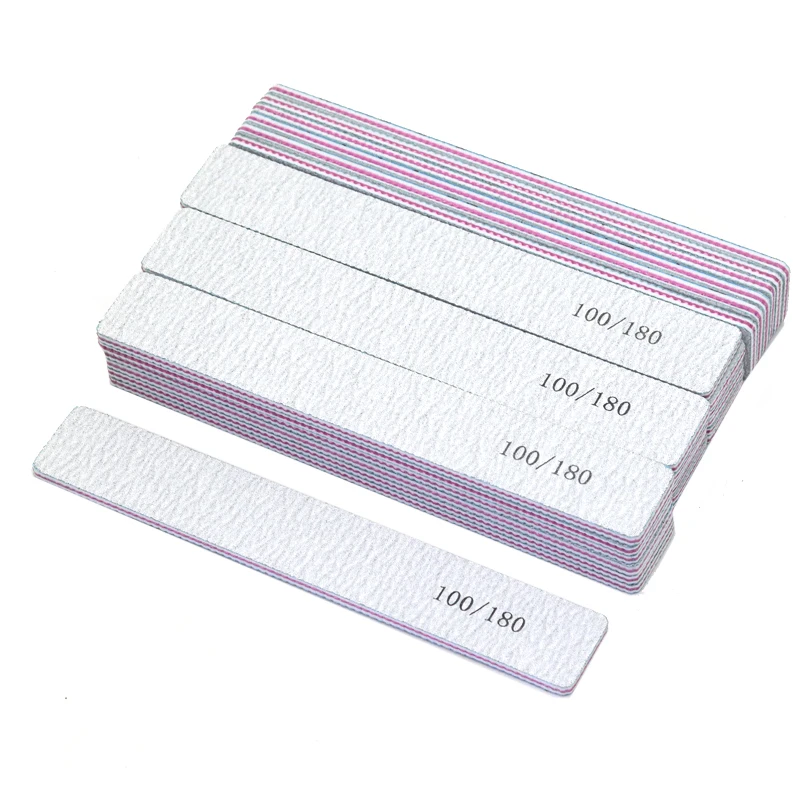 25/50 Stuks Grijs Nagelvijlen 100 180 Grit Vierkante Halfmoon Sterk Schuurpapier Nagelbenodigdheden Voor Professionele Manicure Accessoires gereedschap
