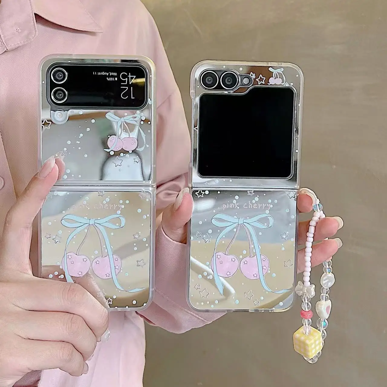 

Bowknot Cherry Phone Case for Samsung Galaxy Z Flip 7 6 5 4 Protective Back Cover for ZFlip5 ZFlip6 ZFlip7 Case Shell