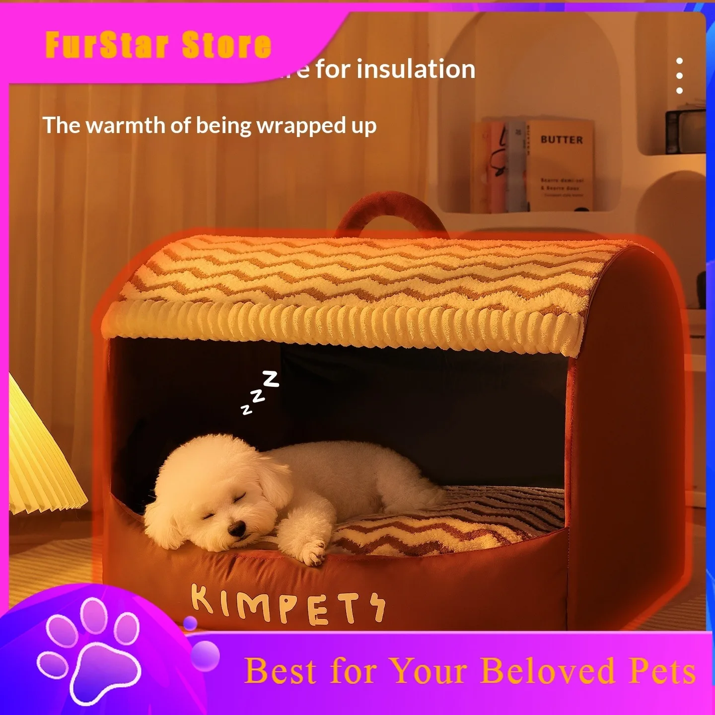 FurStarNew Top Thickened Drawer Dog House, All-Season House-Shaped Pet Bed With Removable Washable Pad, Cozy Warm Nest For Large