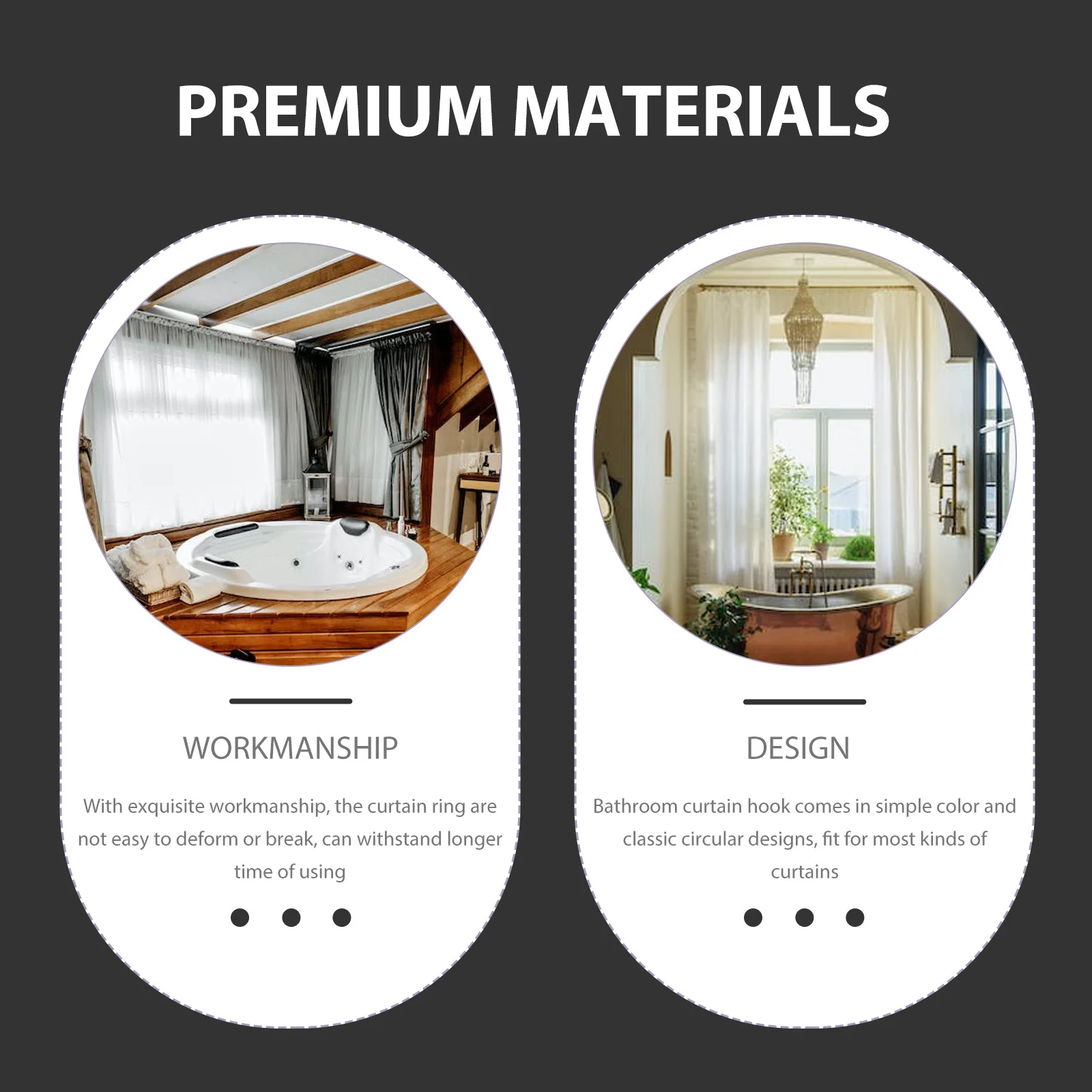 

24Pcs Shower Curtain Hanger Hooks Metal Bath Rings Heavy Duty Iron Material Resists Breakage Fits Standard Curtain Rods