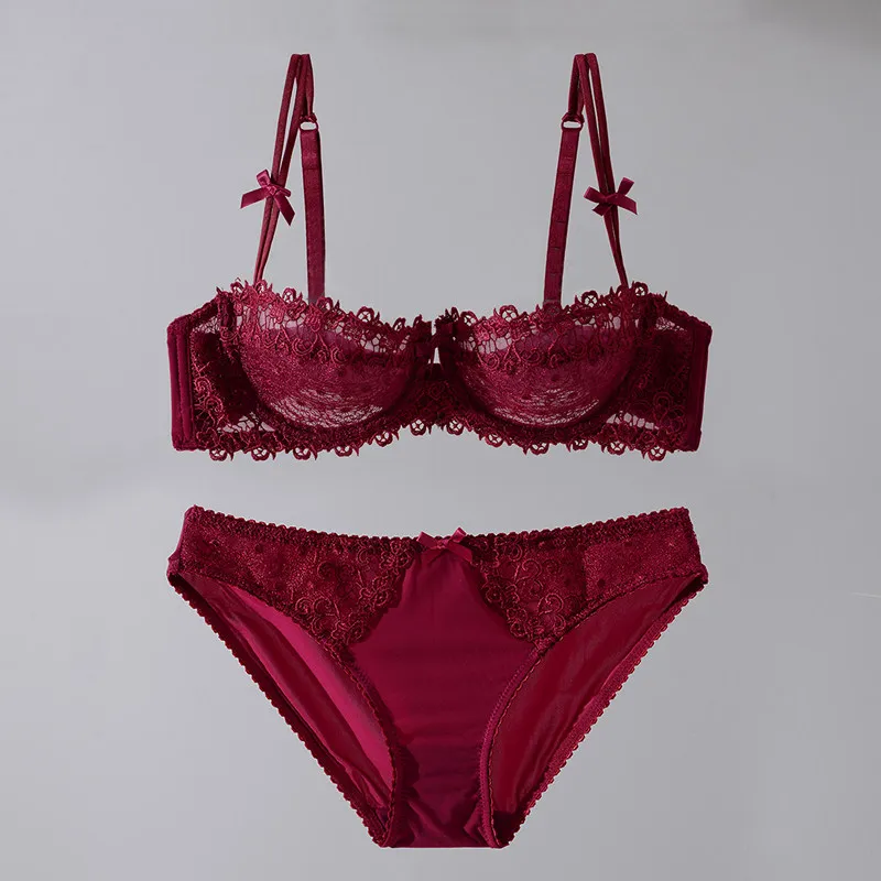 

Women New Fashion Sweet Spicy Lace Lingerie Set Ultra Thin Half Cup Push Up Bra Soft Underwire Comfortable Top