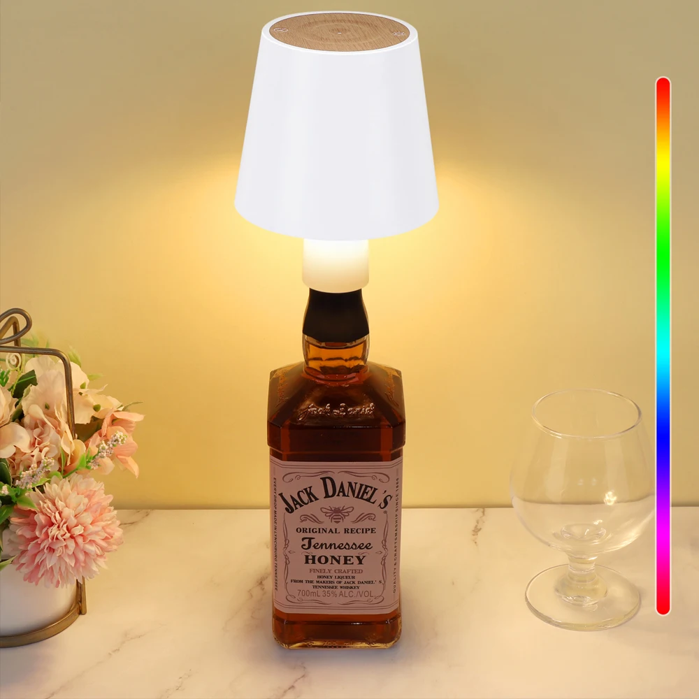 Wine Bottle Lamp, Bedroom and Living Room Decorative Bedside Lamp, Reading Table Lamp, Bar and Dining Table RGB Night Light DIMM