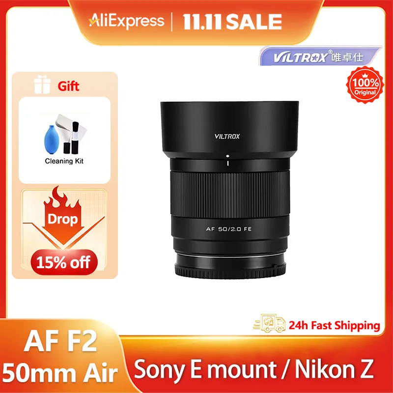 VILTROX 50mm F2 Air Auto Focus Prime lente de gran apertura de marco completo para Sony E FE Nikon Z Z8 Z9 Z6II A7R4 A7R5 A7MIV A7CII A6600