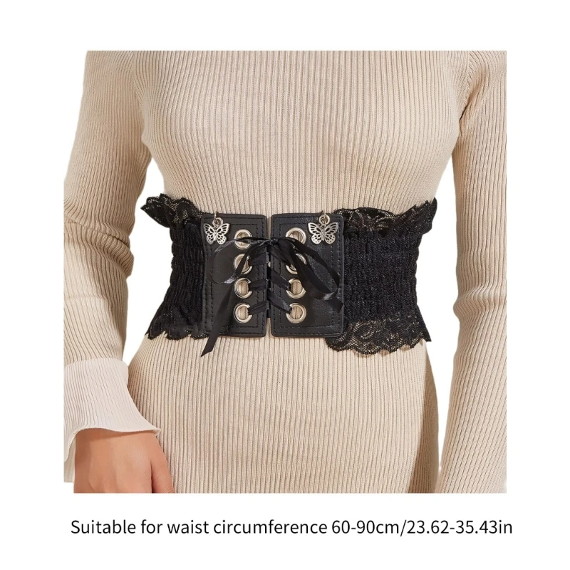 จี้ผีเสื้อลูกไม้เข็มขัดรัดตัว Corset เข็มขัดเอวตกแต่งเครื่องแต่งกายเข็มขัด HXBA