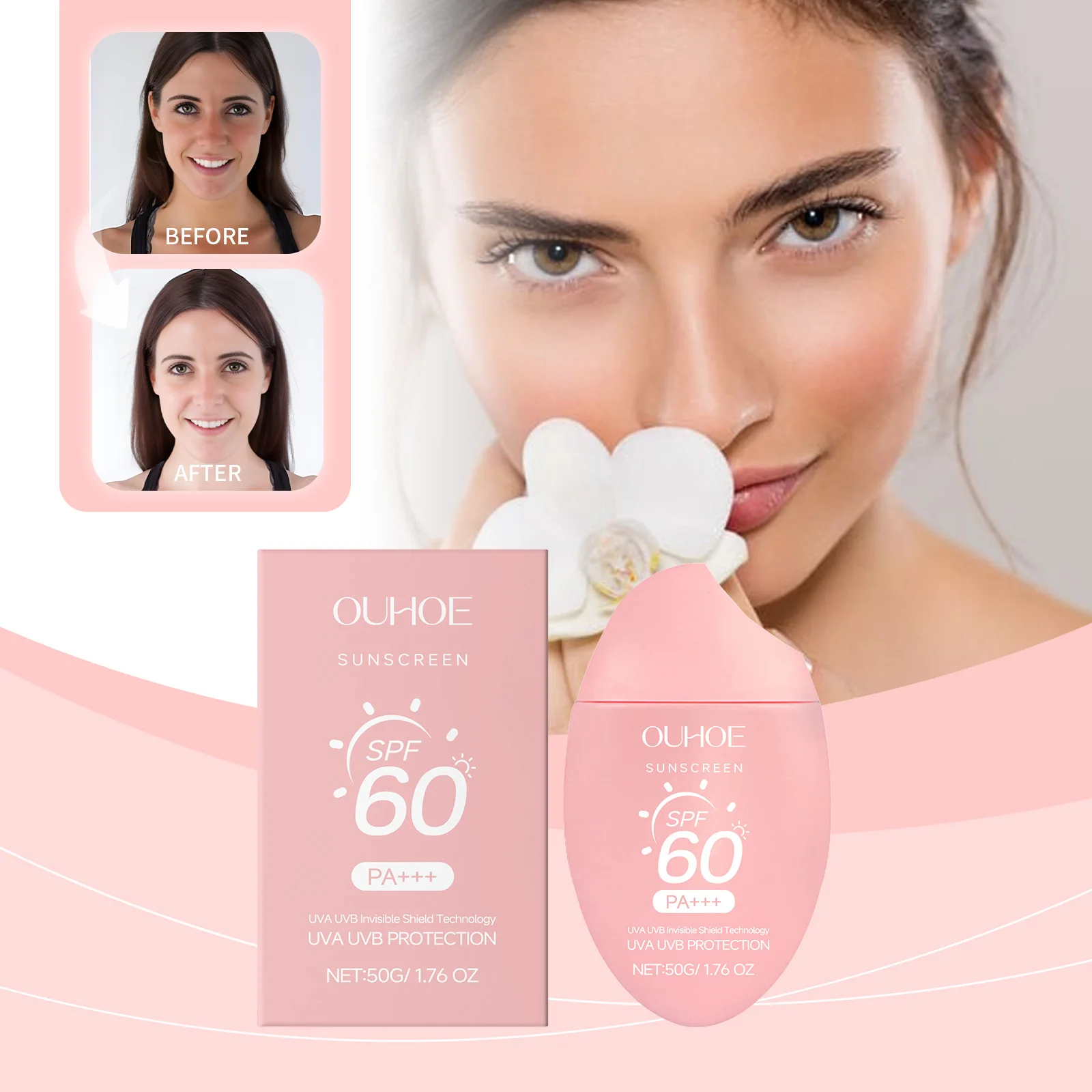 Crème solaire – Protection invisible à large spectre – Crème solaire faciale légère pour peaux sensibles – 50 g/1,76 oz