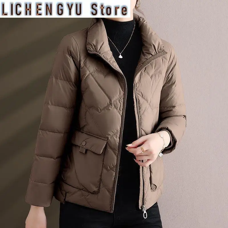 Parkas Women Jacket New Autumn Winter Light Thin Down Cotton Coat Femme Stand-up Collar Casual Short Warm Outerwear Ladies