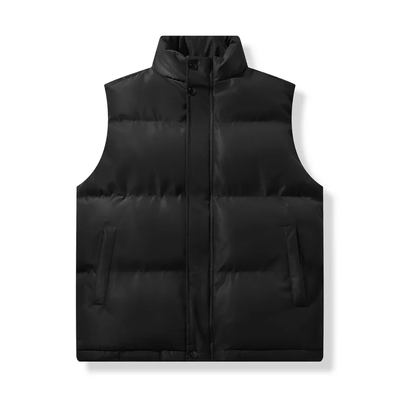 Autumn and Winter Sleeveless Sports Shoulder Cotton Vest for Men, Windproof and Warm, Fashionable Stand Up Collar Vest Jacket